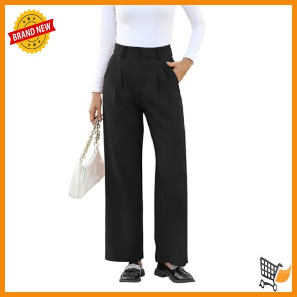 High Waisted Work Pants Business Casual Office Trousers with Pockets - Picture 4 of 8